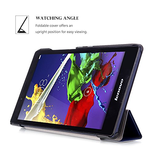 Lenovo Tab3 8 / Tab 2 A8-50 Hülle – Ultra Dünn und Leicht PU Leder Schutzhülle mit Standfunktion für Lenovo Tab 3 8 (TB3-850F / TB3-850M) / Tab 2 A8-50 8,0 Zoll Tablet, Dunkelblau - 6