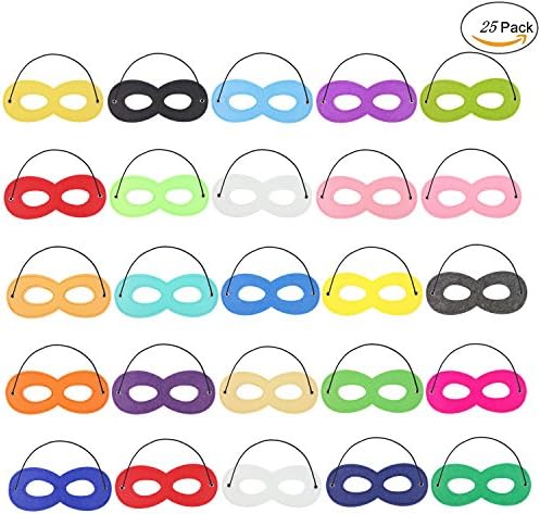 Wapour 25 Pieces Masks Superhero Masks Party Mask Superhero with Elastic Rope for Party , 23 Colors