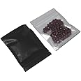 WACCOMT Pack 100pcs 7.5x10cm (3x3.9 inch) Matte Black Zipper Lock Pouches Mylar Bags Smell Proof Foil Airtight Bags Front Clear Resealable Aluminum Foil Grocery Pack for Zip Food Storage Pouch Lock