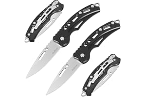 AuRiver 4 Pièces Petit Couteau Pliant, Couteau de Poche, Couteau de Poche avec Couteau Pliant, Mini Edc Outdoor Couteau à Deux Mains Pour le Plein Air, le Camping, la Survie (Noir)