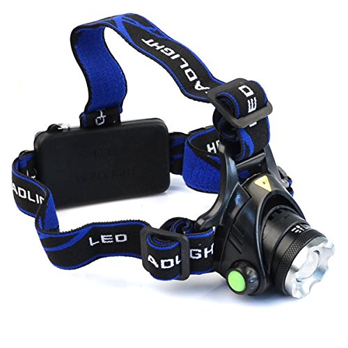 LED Stirnlampe, LED Kopflampe Stirnlicht zoombar wiederaufladbar mit Akkus, 3 Lichtarten einstellbar - 2