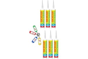 MAGAZZINI GM SARATOGA SIL3004, Silicone Sigillante Antimuffa Universale a Reticolazione Acetica con Formula Avanzata ad alte prestazioni,280ml con Portachiavi GM (6, Trasparente)