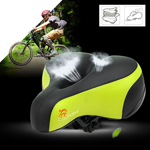 Onlydni Schlagfestem Design Fahrradsattel Tourensattel Fahrrad Sattel 25 x 20cm Komfort und Große Sattel mit Reflektierende Aufkleber und Gel-Kissen - 3