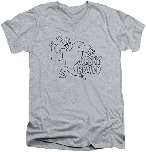 Johnny Bravo Cartoon Network Series Show Line Art Logo Adult V-Neck T-Shirt Tee