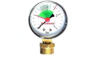 BFG Manomètre Hydraulique Vertical, Diamètre 50mm, Filetage 1/2" BSP - Pression Max. 4 Bar, Température Max. 100°C, Manomètre Industriel, Idéal pour un Contrôle Précis