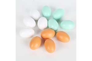 FOLGTEK 12 Piezas Huevos Falsos Sólidos Huevos Decorativos Cebos de Caza Huevos de Nido para Pollos, Huevos de Madera Artificial Ayudan A Acostar, Herramienta Agrícola para Aves