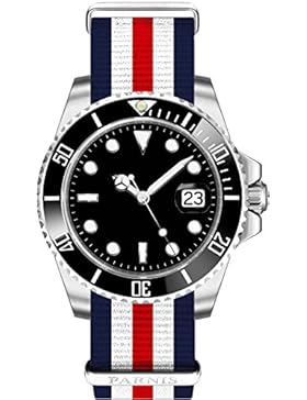 PARNIS 2039 NATO-01 Automatik-Herrenuhr Edelstahlgehäuse Ø 40mm Keramiklünette Saphirglas verschraubte Krone Nato-Armband...