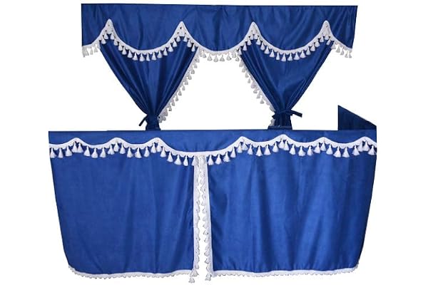 Ensemble complet de rideaux de camion bleu avec pattes blanches pour DAF Volvo Scania Man Mercedes Renault