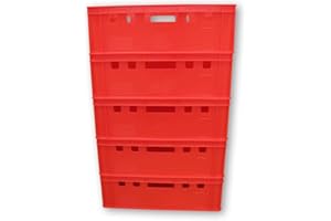 SUFE Set di 5 cassette E2, 60 x 40 x 20 cm, colore rosso