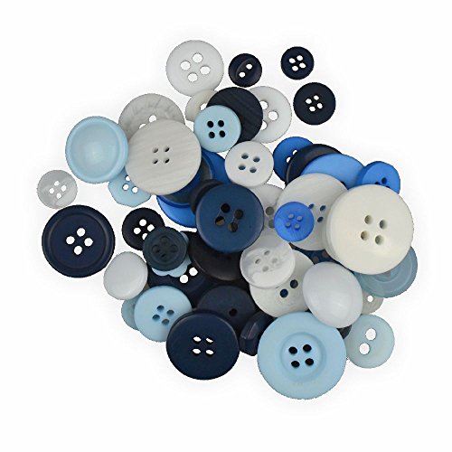 Creleo 790223 Knöpfe Mix zum Basteln, Vernähen und Verzieren, 30 g, blau