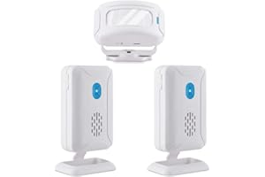 NineLeaf Rilevatore di movimento con 2 ricevitori, rilevatore di passaggio radio a infrarossi, campana di ricarica, campanello radio per porta, campanello con 32 diverse melodie per ufficio, hotel