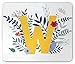 Produktbild Whecom Monogram Gaming Mauspad, Chicken with Flowers and Foliage Pattern Cartoon Nature with ABC Elements W Symbol, Standard Size Rectangle Non-Slip Rubber Mousepad, Multicolor 9.8 X 11.8 INCH