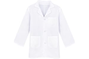 Kavoc White Lab Coats for Kid,Unisex Cotton Scientist Chemist Laboratory Coat for Boys Girls Role Play Dress Up