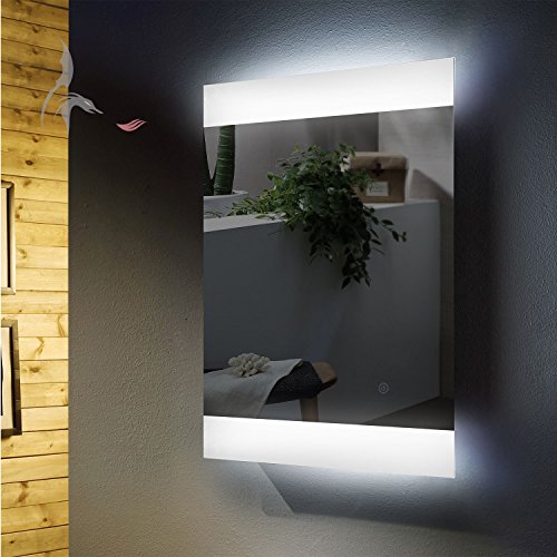 LED Bad Spiegel beleuchtet, Montage Hoch- und Querformat möglich, Bamberg 50x70cm, Badezimmerspiegel oben und unten beleuchtet, Energieklasse A+ - 3