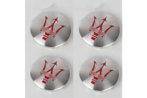XRPJAUI 4 Pezzi Auto Coprimozzi Coprimozzo Centro Copricerchi Tappi, per Maserati Granturismo Levante Ghibli Gran GC Cabrio GT Quattroporte Coupe 60MM Copertura Mozzo Con Logo Auto Styling Accessori