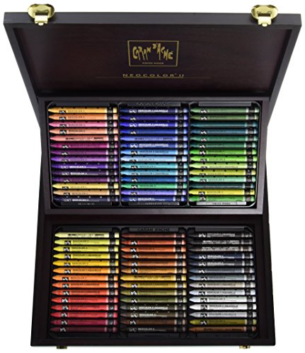 Caran D'Ache Neocolor II Water-soluble Pastels in a Wooden Gift/Presentation Box (Pack of 84)