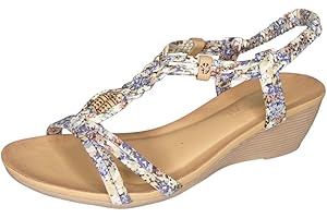 LOUDLOOK Ladies Summer Shoes | Women Slingback Sandals | Ladies Comfy Shoes | Women Elastic Sandals | Ladies Beach Shoes | Women Casual Shoes | Ladies Wedges Heel Sandals | Ladies Slip On Shoes Size 3-8