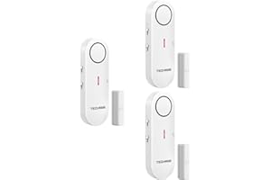 TechRise Sensor de Alarma de Puerta, 3 Ajustes de VolumenAlarma Inalámbrica con Timbre para Instalación Rápida para Casa/Hotel/Apartamento/Garaje (3 pcs)
