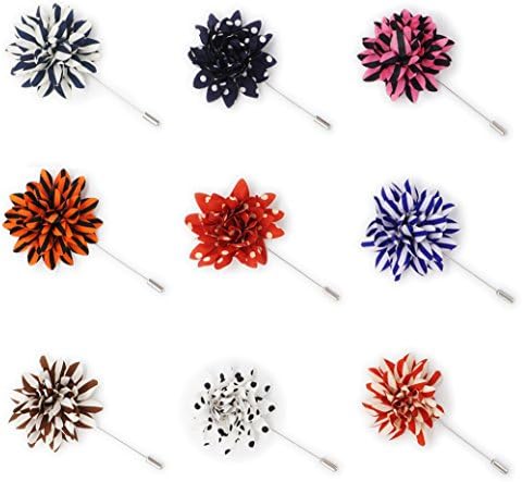 INNEE Handcrafted Lapel Flower 9pcs Boutonniere Pins in Clear Top Tin Box 9pcs Boutonniere Pins Handcrafted Lapel Flowers in Clear Top Tin Box by INNEE (Style I)