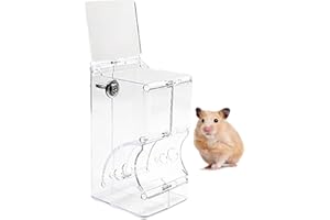 Benixmidart Automatic Hamster Feeder, Clear Acrylic Automatic Pet Feeder Pet Food Dispenser, Hamster Food Bowl Guinea Pig Food Dispenser for Small Animal Feeding & Watering Supplies (S)