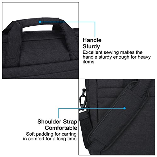 Zikee 17,3 Zoll wasserfeste und 360° stoßfeste Messenger-Bag als Schutz für Ihren Laptop/Notebook mit Handgriff und Schultergurt für Schule, Studium, Reisen und im Büro und für geschäftliche Nutzung (Schwarz) - 9