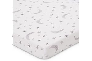 ‎FABIMAX FabiMax Bio-Jersey Spannbettlaken für 6-eck Laufgitter, weiß/graue Monde