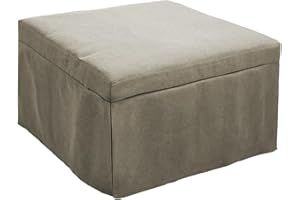 MarinelliGroup Pouf letto singolo con materasso 75X75X43 cm salvaspazio pieghevole camera cameretta soggiorno poggiapiedi tessuto Beny (Beige)