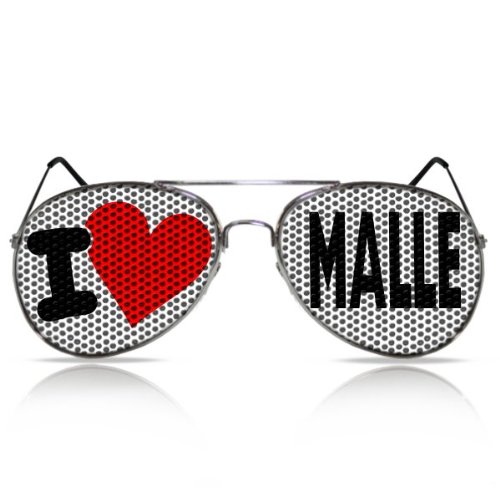 Preisvergleich Produktbild Partybrillen bedruckte Pilotenbrille beklebte Fun Spassbrille Sonnenbrille Atzenbrille Pilotenbrille Karneval - I love Malle (Porno / Pilot)