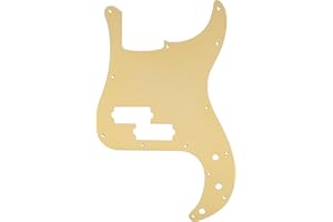 Musiclily Pro 13 Otworów Aluminium Maskownica P- Bass Pickguard do Fender American Standard Precision Bass, Złoty Anodowany