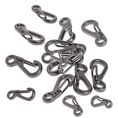 Ouinne 15PCS Mini Clip Mousqueton, Pendaison Boucle Clip Porte-Cles Mousqueton Enclencher pour Camping Randonnée (Gris)