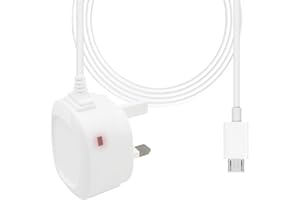 IWIO 3 Pin UK Micro USB Mains Wall Charger Cable Lead with Charging LED Kindle Touch/Touch 3/ Paperwhite 10th Gen, Voyage, Oasis, Kindle Fire/Fire HD/Fire HDX, Keyboard, 3