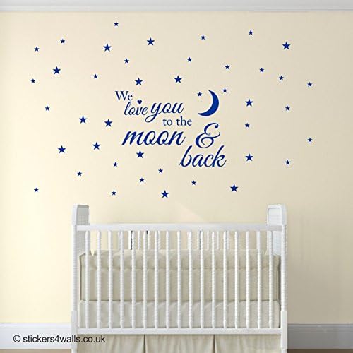 Love you to the Moon and Back Nursery Wall Decal Sticker, Personalised Child's Wall Art with Moon and stars