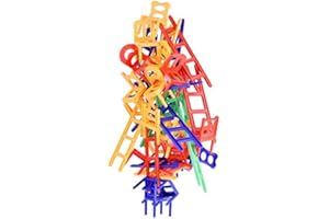 WEofferwhatYOUwant Chairs and Ladders Stacking Game – 44 Piece Balance Tower for Kids and Adults – Family Party Tabletop Game Night Fun – Dexterity Skill Building Travel Toy Ages 6+