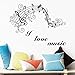 Price comparison product image EUFJSDHF Wall Sticker 2019 New Art Music Note Wall Sticker for Bedroom Decor Music Room Decoration House Decal Mural Home Wallpaper Wall Sticker 34X67Cm