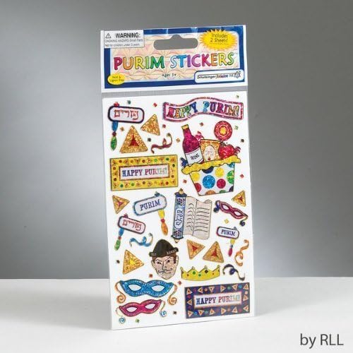 Shulsinger Judaica Rite Lite Purim Prismatic Stickers - 2 Sheets/pkg.