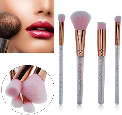 Covermason 4 Pcs Diamonds Makeup Brush Set Eye Shadow Brush Cosmetics Blending Brush Tool including eye shadow brush, eyeliner brush, lip brush, concealer brush, for daily use.