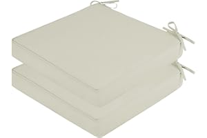SK Studio Outdoor Chair Cushions for Patio Furniture, Set of 2 Waterproof Square Corner Memory Foam Patio Chair Cushion with Adjustable Ties Outdoor Seat Cushions, White, 22"x22"x3"