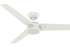HUNTER FAN Ceiling Fan Protos 132 cm Indoor and Outdoor, and Wall control, Fresh White, 3 Reversible Blades Fresh White and Light Stripe Ideal for Summer or Winter, Model 50623
