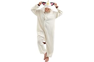 GZHOK Tiere Schlafanzug Weihnachten Nachtwäsche Overall Halloween Cosplay Kostüm Einteiler für Erwachsene