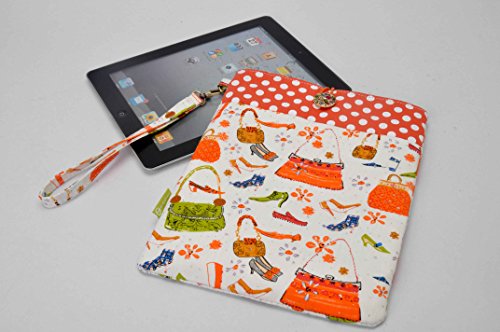 6 Zoll eBook Reader Tasche aus robusten Segelstoff bis zu einer Größe von 170x120mm "rotes Shopping"