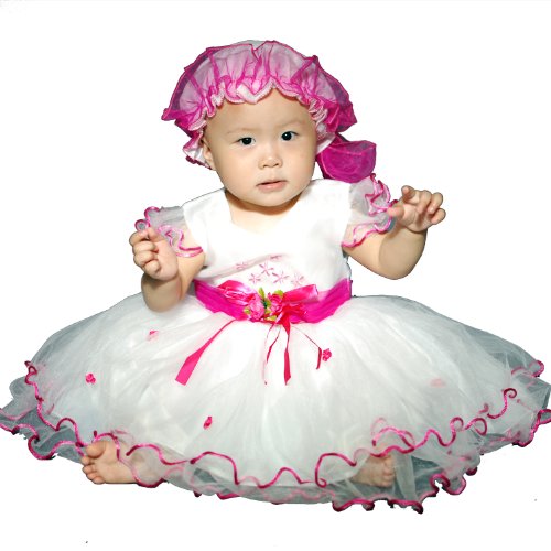 Baby Girls Christening/Wedding/Party Dress with Bonnet