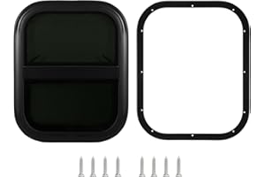 ACESUPEVER Wohnmobilfenster, Schwarz Caravan Seitenfenster 360x410mm Wohnwagen Fenster mit Bildschirm Getöntes Gehärtetes Glas für Wohnmobilanhänger Camper-Fenster