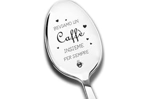 ZALINGO Cucchiai di caffè incisi, Beviamo un caffè insieme per sempre, Cucchiai in acciaio inossidabile, Regali per gli amanti, fidanzato, fidanzata, migliori amici, amanti del caffè