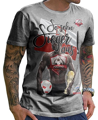 Stylotex Herren T-Shirt Basic So sehn Sieger aus Guy Polen Polska, Farbe:heather;Größe:S