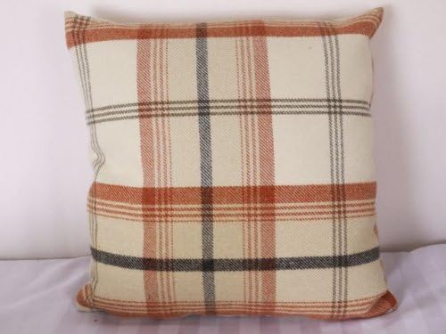 Cuthbert and Black Highland Mist Tartan 16in x 16in Cushion Cover in Autumn Orange