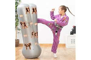 MODEZVOUS Sac de Frappe Gonflable Boxe Punching Ball Boxe 115 cm de Hauteur pour Enfant