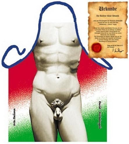 Tivio Shirt Grill and Fun Printed Apron: David Michelangelo with Free Certificate Size One Size fits Most