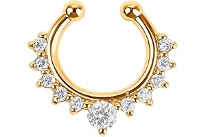 RUVEE Nose & Ear Clip Titanium Plated Pin Non Pierced Just Press for Women & Girls Septum Ring
