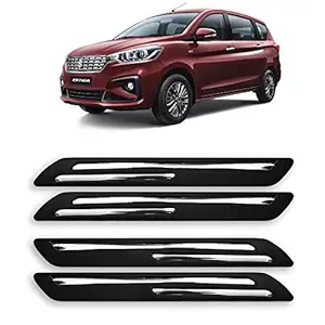 AARTRI Presenting Car Bumper Protector Guard for Maruti Suzuki New Ertiga with Rust Proof Double Chromium Strip (Black Set of 4-Pcs)