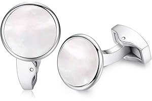 HONEY BEAR concha cáscara de mar blanco redonda Pearl/Onyx Negro Gemelos de hombre de negocios